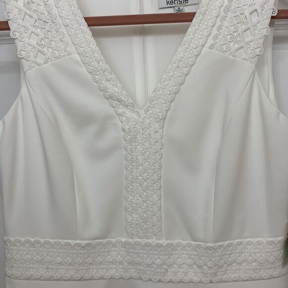 Kensie Sz 8 stretch embroidery detail zippered sleeveless v-neck cocktail dress - Picture 4 of 12